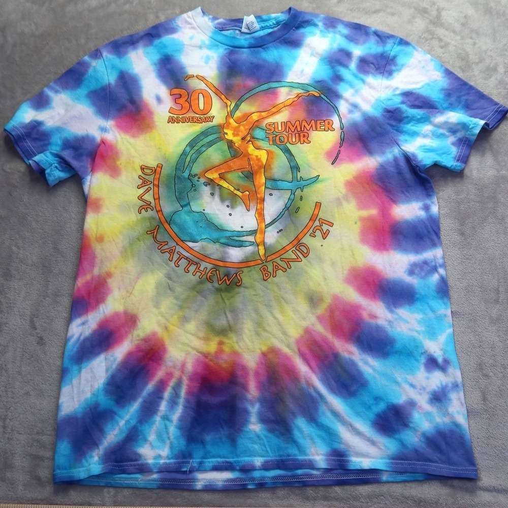 Dave Matthews Band 2021 Summer Tour 30th Anniv. Tie Dye Shirt Men's M Pin Hole